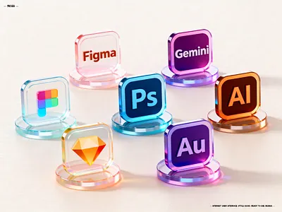 Internet UI Style Icons (Part 1) 3d 3d icons branding design glass texture icon design illustration imagination logo ui vector illustrations
