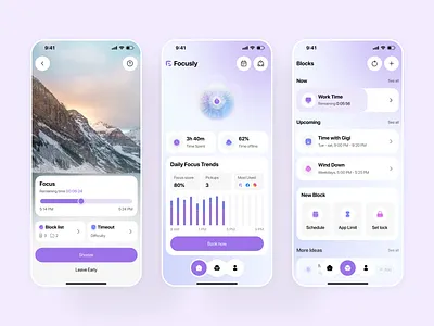 Focus & Productivity App UI | Deep Work Mobile App Design app design clean design focus app ios app minimal ui mobile app mobile app design modern ui productivity app ui design ui ux ux design web