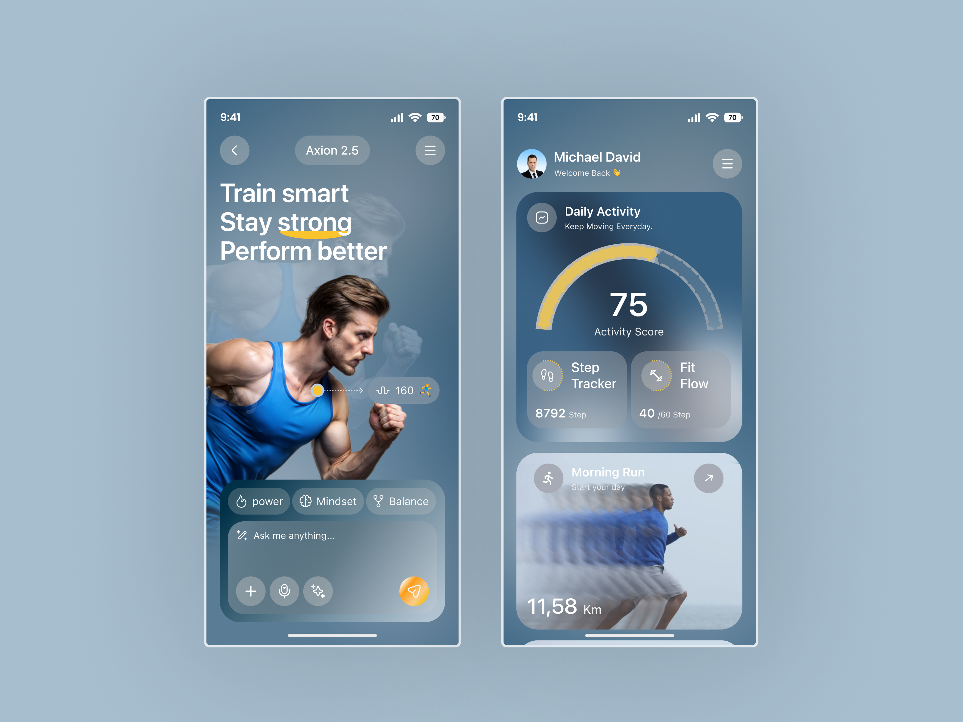 Fitness Mobile App UI — Smart Training activity tracker android ui app ui clean ui dashboard design dribbble design fitness app fitness ui gym ui health app health tracking ios ui minimal ui mobile app design modern ui sports app ui ux design user interface wellness app workout app
