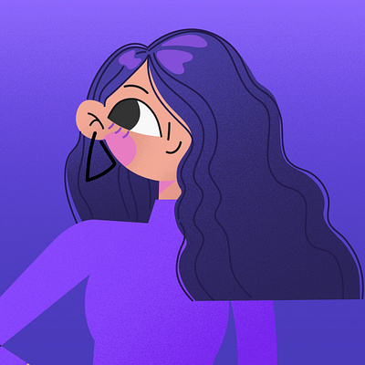 Digital illustration - cute character in purple design illustration