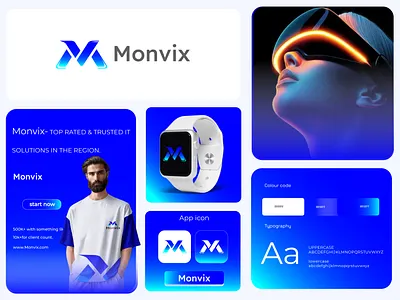 Monvix – Minimal & Futuristic Logo Design Concept app branding design graphic design illustration logo typography ui vector