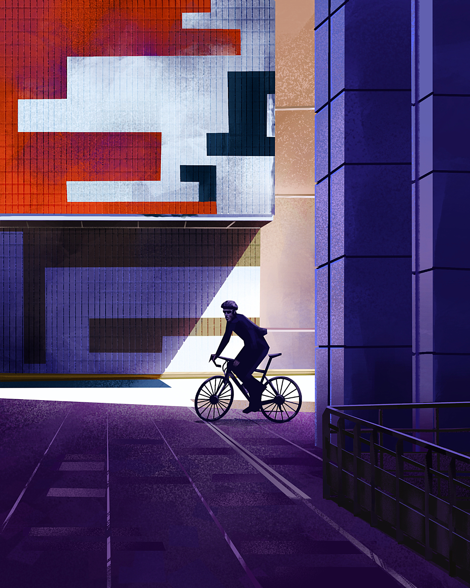 Cycling Through the City Streets – Illustration Series artwork bike city cycling digital illustration illustration landscape illustration street travel illustration urban illustration