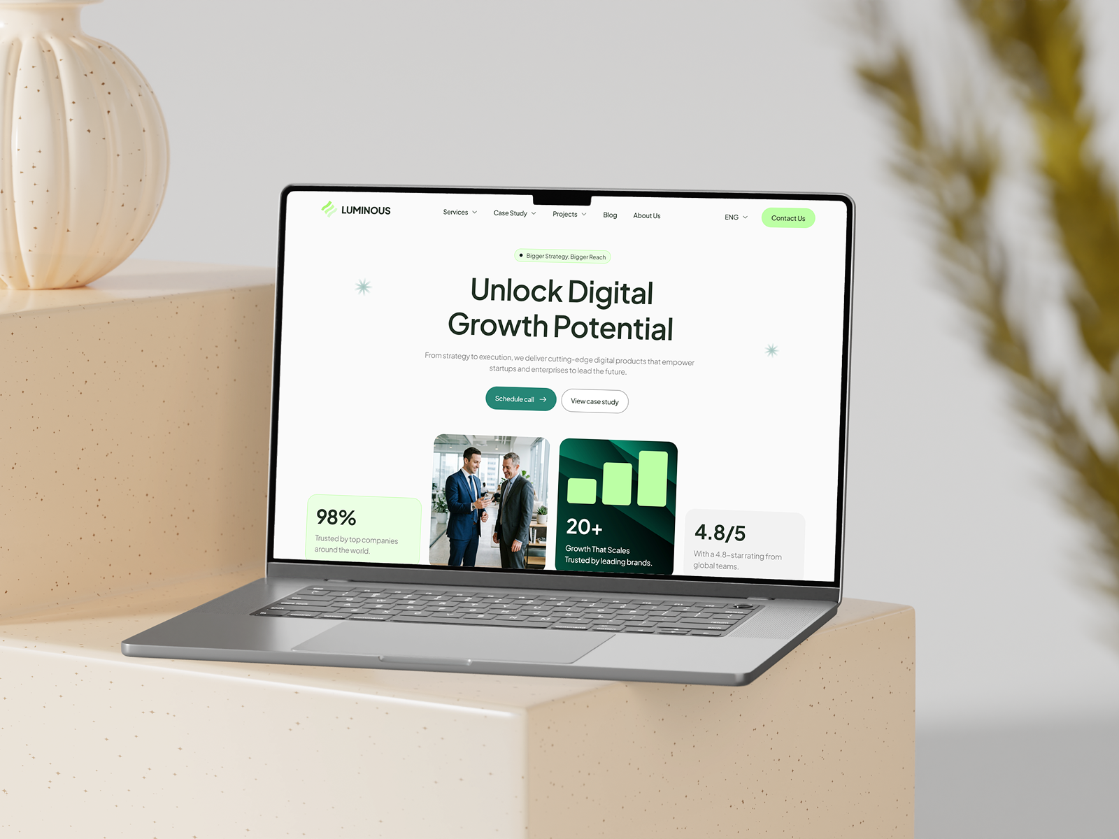 Luminous – Digital Agency Landing Page cleanui creativedesign designsystem designthinking digitalagency dribbble figmadesign futuristicdesign landingpagedesign minimaldesign modernui saasdesign startupdesign uiexploration uiuxdesign webdesign