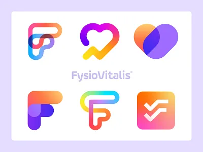 FysioVitalis - Logo Concepts '26 brand identity design branding creative logo f fit freelance logo design fysio gradient logo health heart identity design jeroen van eerden lettermark logo logo concept modern logo monogram sport vital