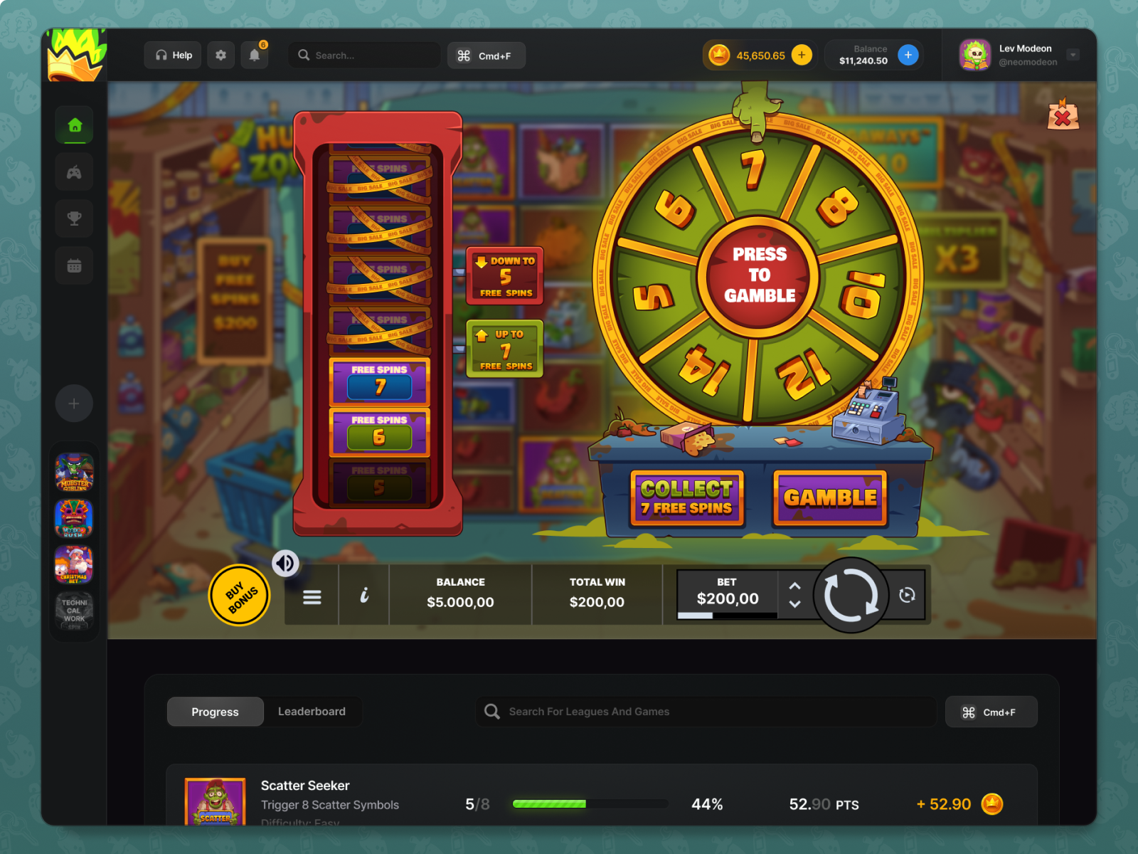 Slot Game Bonus Wheel Feature for iGaming | Hungry Zombies bonus feature cartoon style casino casino game casual game character design colorful ui gamble feature game design game interface game ui igaming illustration mobile game slot slot game slot game design ui design wheel ui