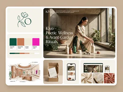 KIVO | Poetic Wellness & Avant-Garde Skincare Rituals artisanal wellness avant garde design botanical luxury brand identity branding bx design flagship store graphic design illustration kivo logo luxury branding packaging design poetic design sensory design skincare branding visual identity wellness branding