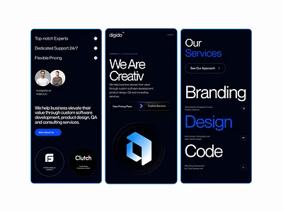 Digido - Digital Agency Mobile App Design 3d animation branding crm dashboard design figma graphic design illustration logo motion graphics saas typography ui ux vector web development webflow website wordpress