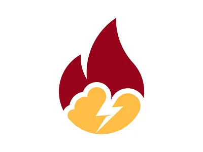 thunderbolt and fire one branding design fire graphic design illustration logo minimalistic simple thunderbolt ux vector