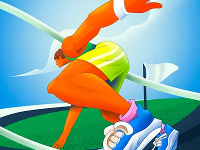 Marathon Runner Sport - Illustration branding character digital art illustration marathon runner sport merathon player runner sports
