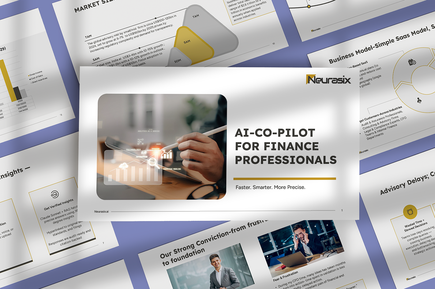 NeuraSix | Finance Pitch Deck Presentation adobe photoshop ai ai presentation branding business co pilot corporate creative presentation design finance finance pitch deck graphic design illustration pitch deck pitch deck design pitch deck presentation powerpoint presentation presentation presentation design vector