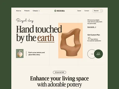 Mudora - Pottery Ecommerce Landing Page artisan ceramic ceramic art clayart conversion focus design creative art ecommerce ecommerce store ecommercedesign handmade homepage landing page motion design pottery ui web animaiton web design website website design website designer