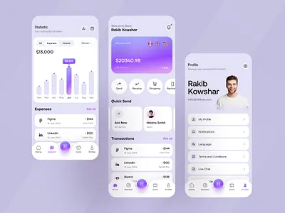 Fintech Mobile App app design banking app clean ui digital wallet finance app fintech fintech app ios mobile app mobile design modern ui payment app ui ux wallet app