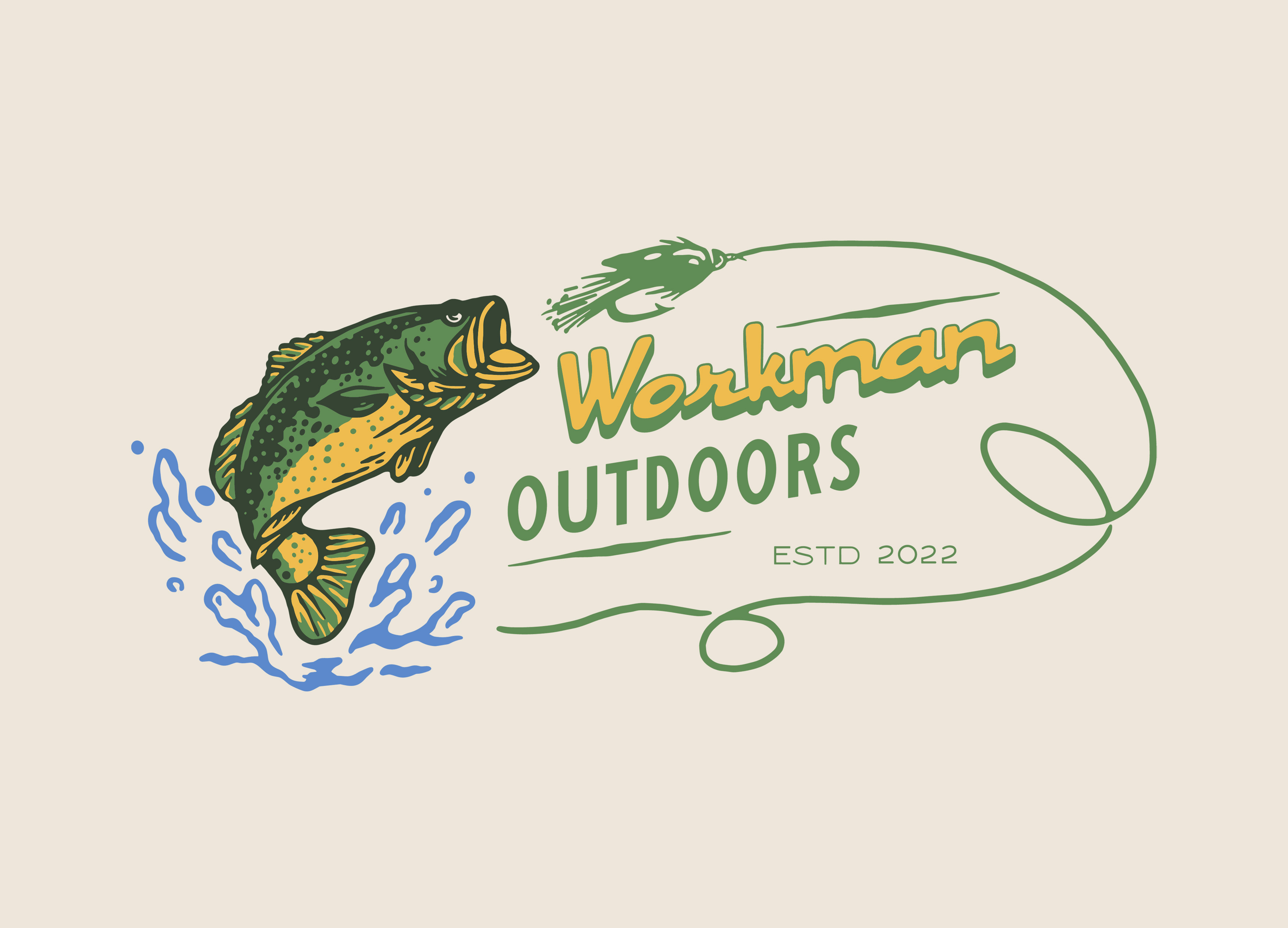 Workman Outdoors apparel artwork badge branding design fishing graphic design illustration outdoors tshirt design vintage design