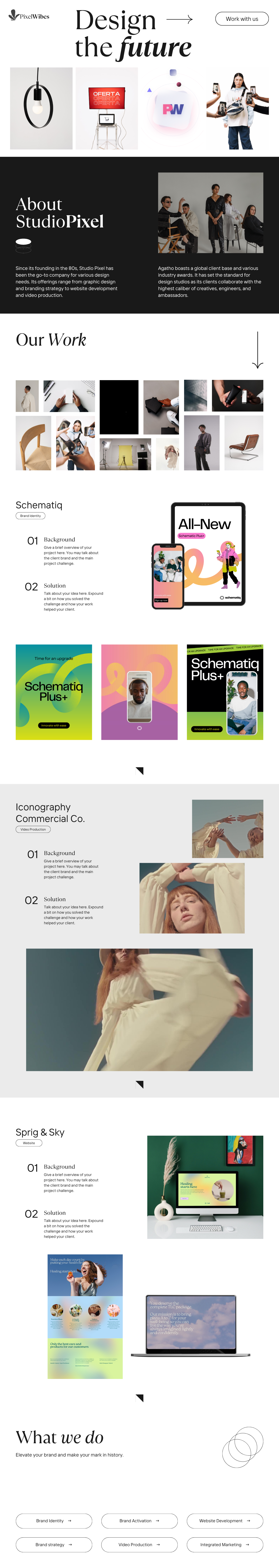 Brand Agency Portfolio Website agency branding creative website design flat design graphic design light and dark mono crome portfolio studio template ui ux website