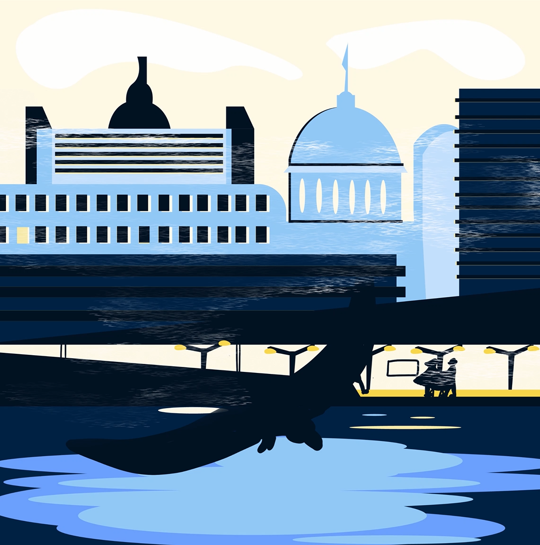 London during the day illustration motion graphics vector