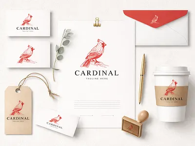 Red Cardinal Bird Logo bird brand brand design branding branding design brandlogo cardinal graphic design hand drawn illustration logo logodesign logoforsale logoground northern red cardinal sketch vector