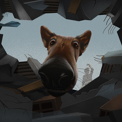 sniffer aid artwork dog earthquake editorial illustration photoshop rescue turkey turkey map