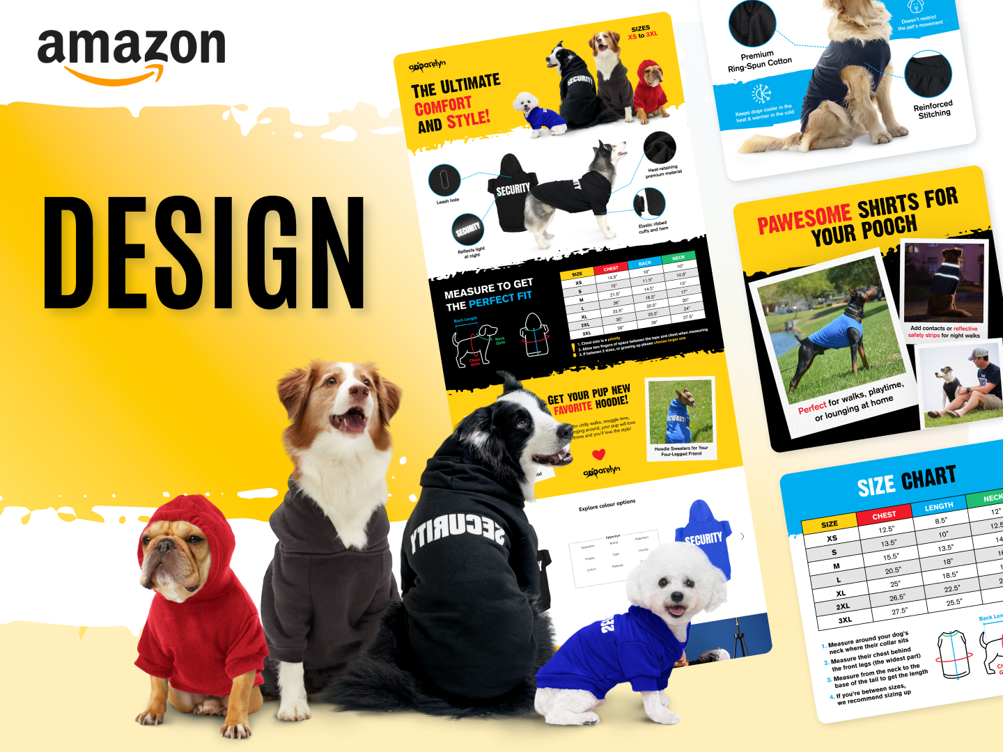 Amazon Design for Pet Brand—Custom Printed Hoodies amazon a content amazon listing images amazon storefront design brand recognition creative apparel brand custom apparel custom hoodies custom print design dog hoodies ecommerce branding high conversion design hoodies for pets lifestyle apparel mobile optimized content personalized clothing personalized fashion pet accessories pet clothing print on demand product photography
