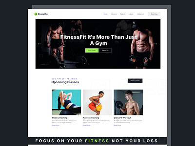 Strengthy Gym Webflow Website Template beauty clean community crossfit design designer fitness gym modern strenght template ui victorflow webflow website workout