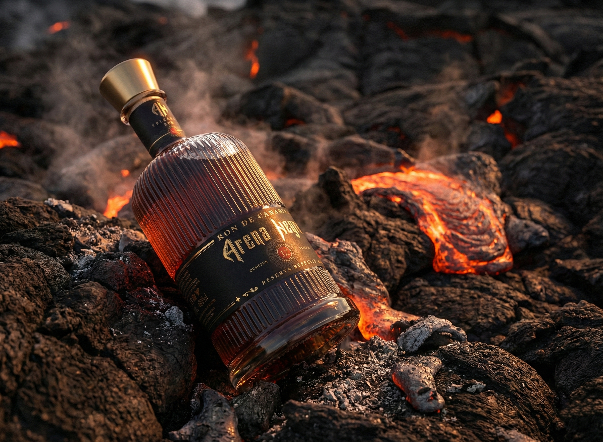 Arena Negra Ron Solera 12 bottle branding canarias design illustration label logo luxury packaging premium ron spirits whisky