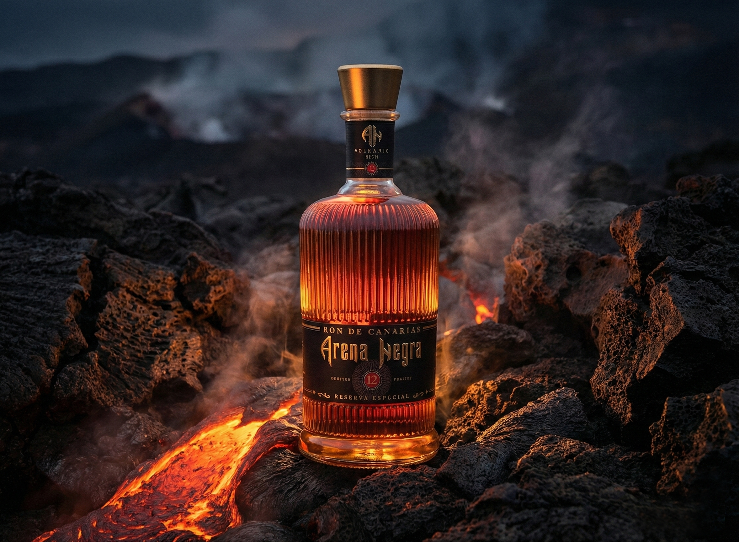 Arena Negra Ron Solera 12 bottle branding canarias design label luxury packaging ron spirits
