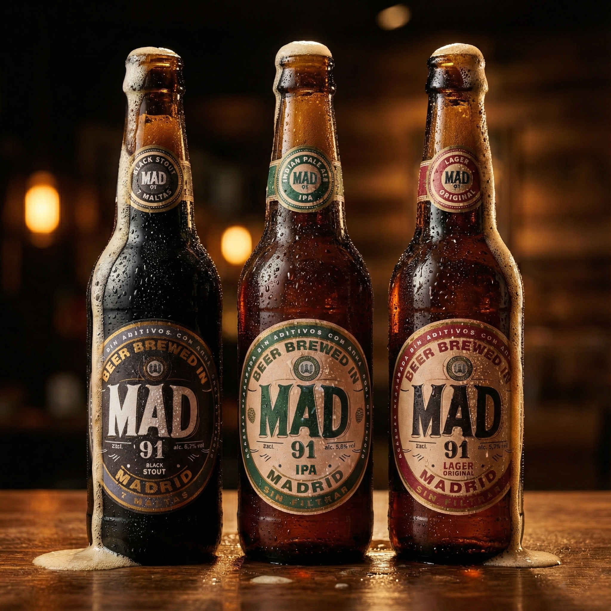 MAD91 Beer beer bottle branding design label luxury madrid packaging