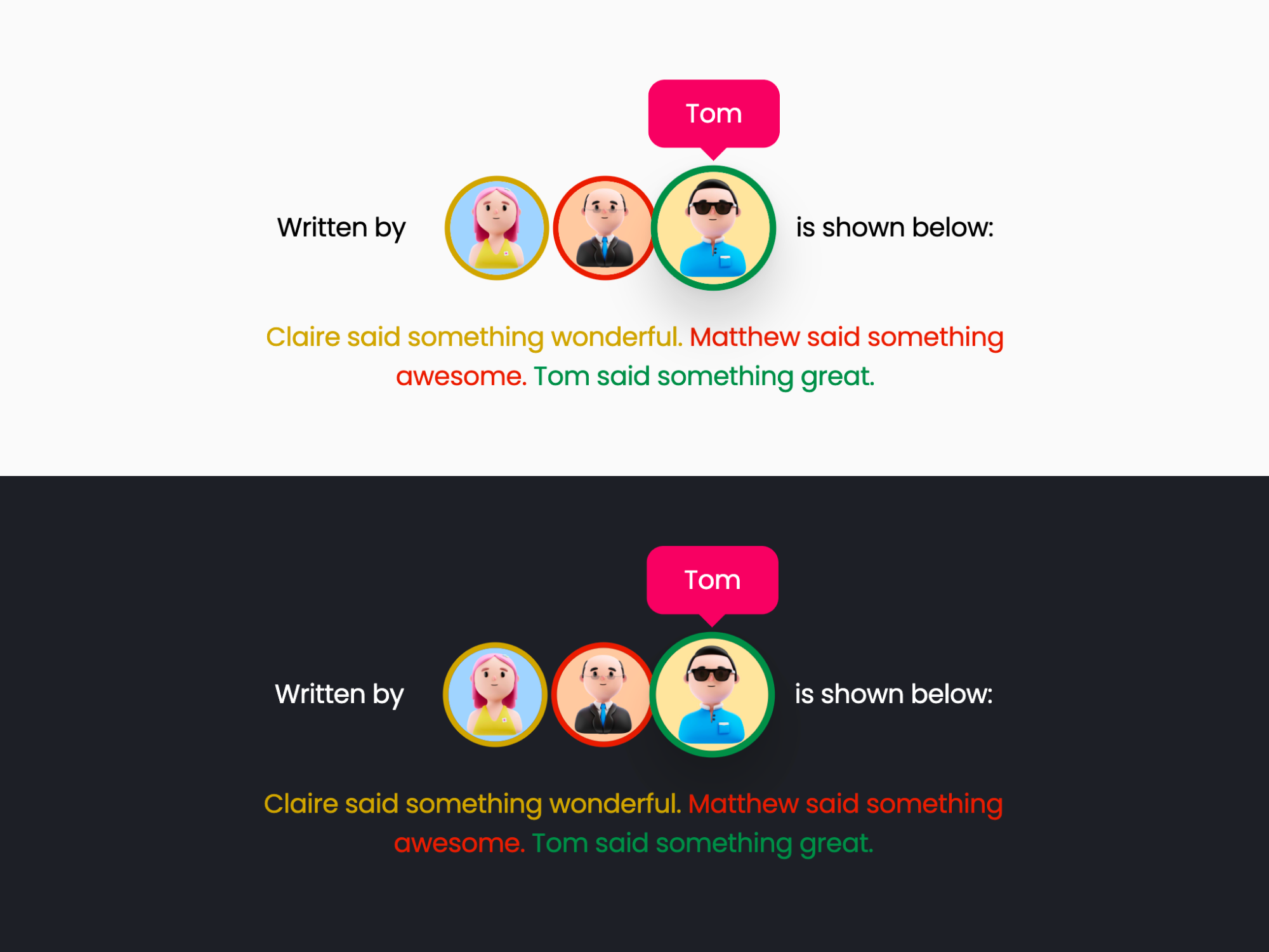 Avatars with Paragraph Texts