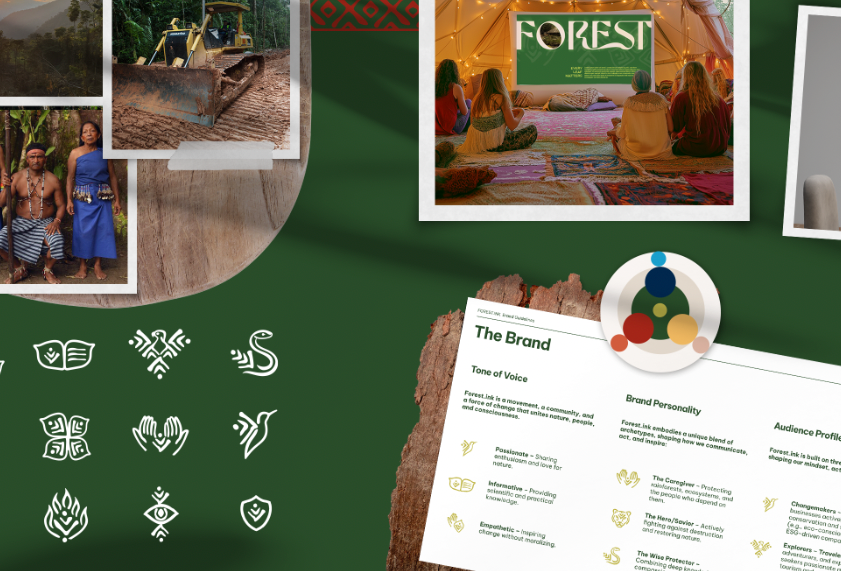 Forest.ink Brand Manual & Visual System art direction brand identity brand manual branding creative direction design system editorial design forest forest ink graphic design icon system logo design merch design pattern design psychedelic sustainability branding visual identity