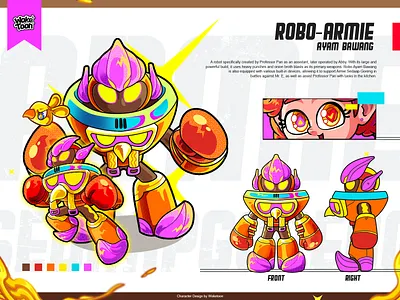 Character Design : Robo-Armie Ayam Bawang animation art cartoon cartooncharacter characterdesign characterillustration charactersheet design figure illustration mascot mascotcartoon mascotdesign robotcartoon robotcharacter startup toys