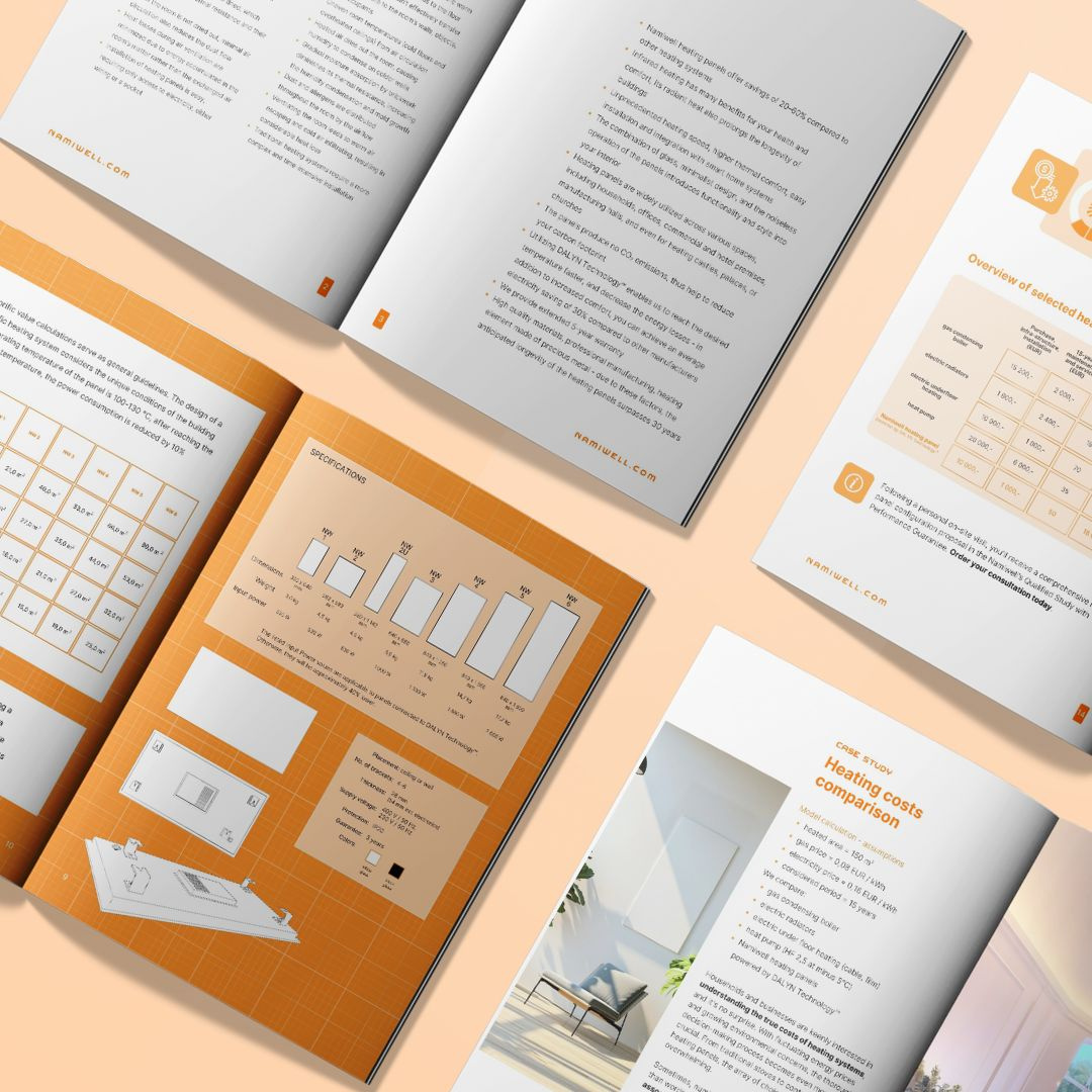 Namiwell Brand Identity ai visualisation app design brand identity brand system brochure design creative direction digital ecosystem graphic design infrared heating namiwell product branding product visualisation ui design visual identity web design