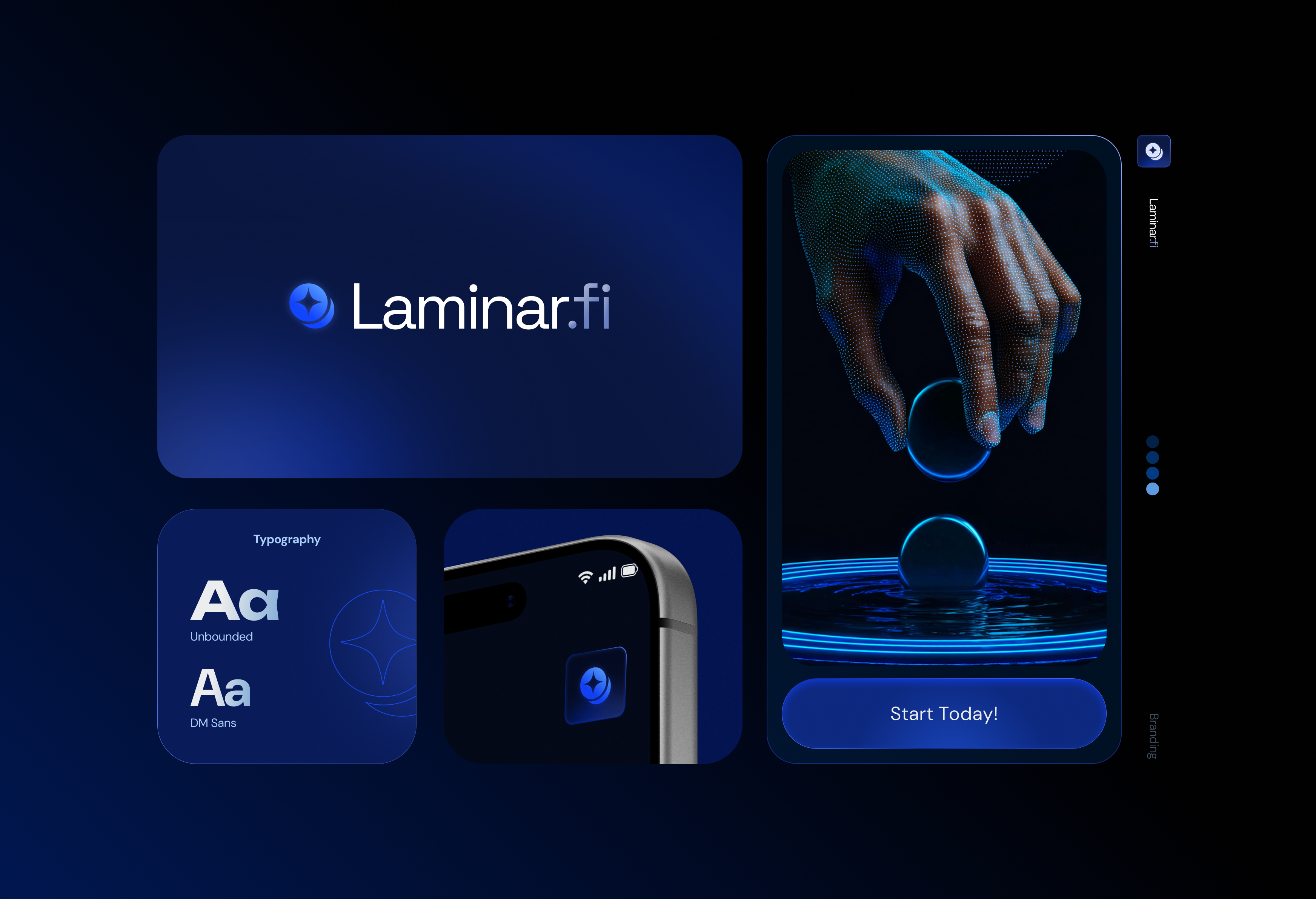 Laminar.fi | Visual Identity 3d app blockchain branding deep obsidian financial fintech midjourney octane render pool token ultra mininal visual identity