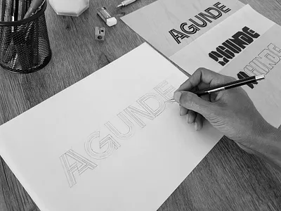 Agunde Identity: Behind the Scenes agunde behind the scenes brand identity logo logo design logo drawing logo sketch logo sketches logotype sketch visual identity wordmark
