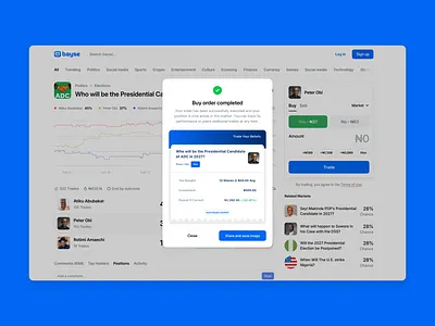 Trade completion modal crypto design figma prediction market trade ui web web app web3