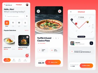 Foodya App app design landing page design mobile app design mobile design ui design ux design ux research website website design