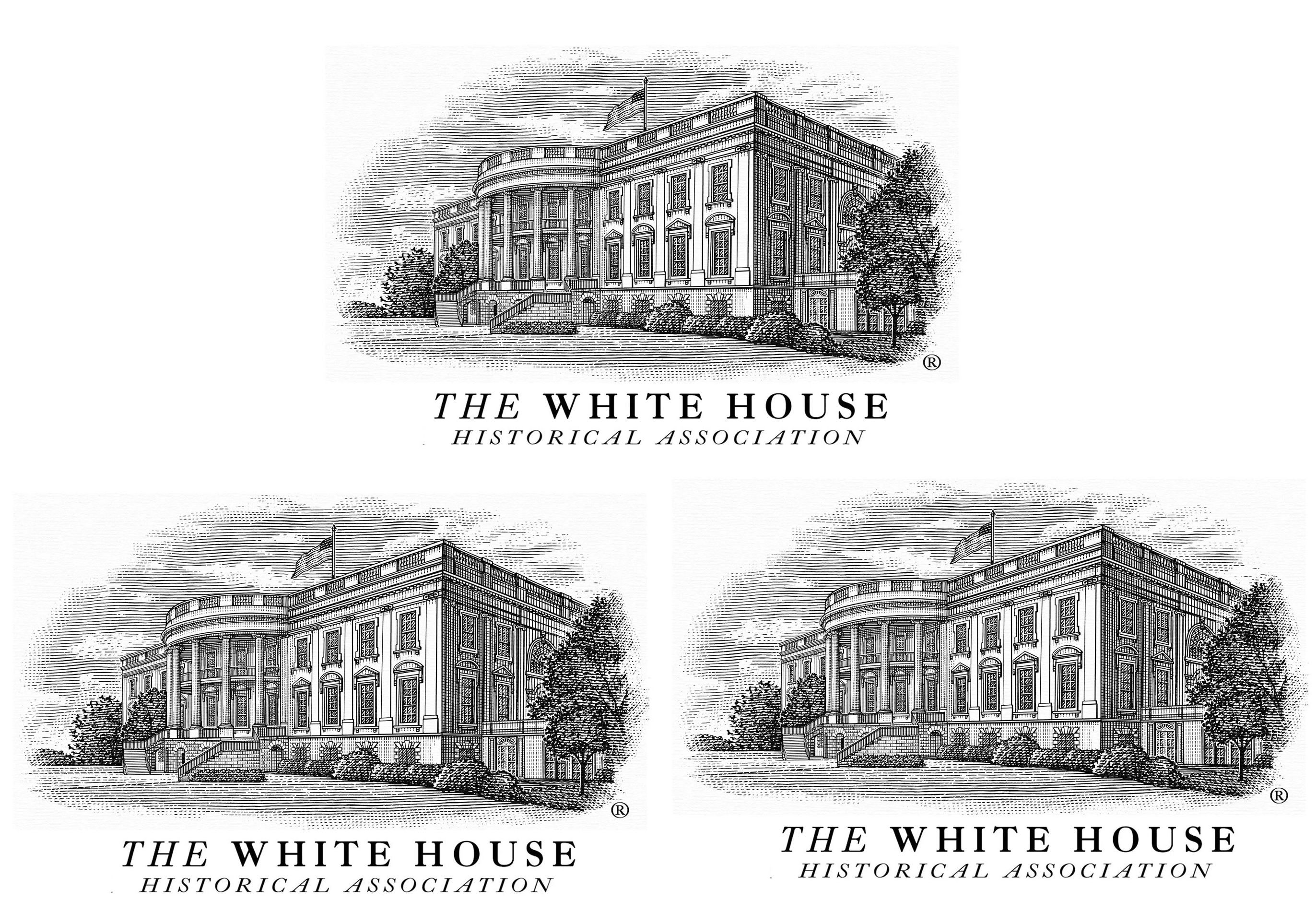 White House Historical Society Mark by Steven Noble architecture artwork branding design engraving etching illustration line art scratchboard steven noble vintage art white house logo woodcut