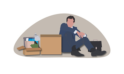 Illustration graphic design illustration jobless man man sitting on the floor sad vector
