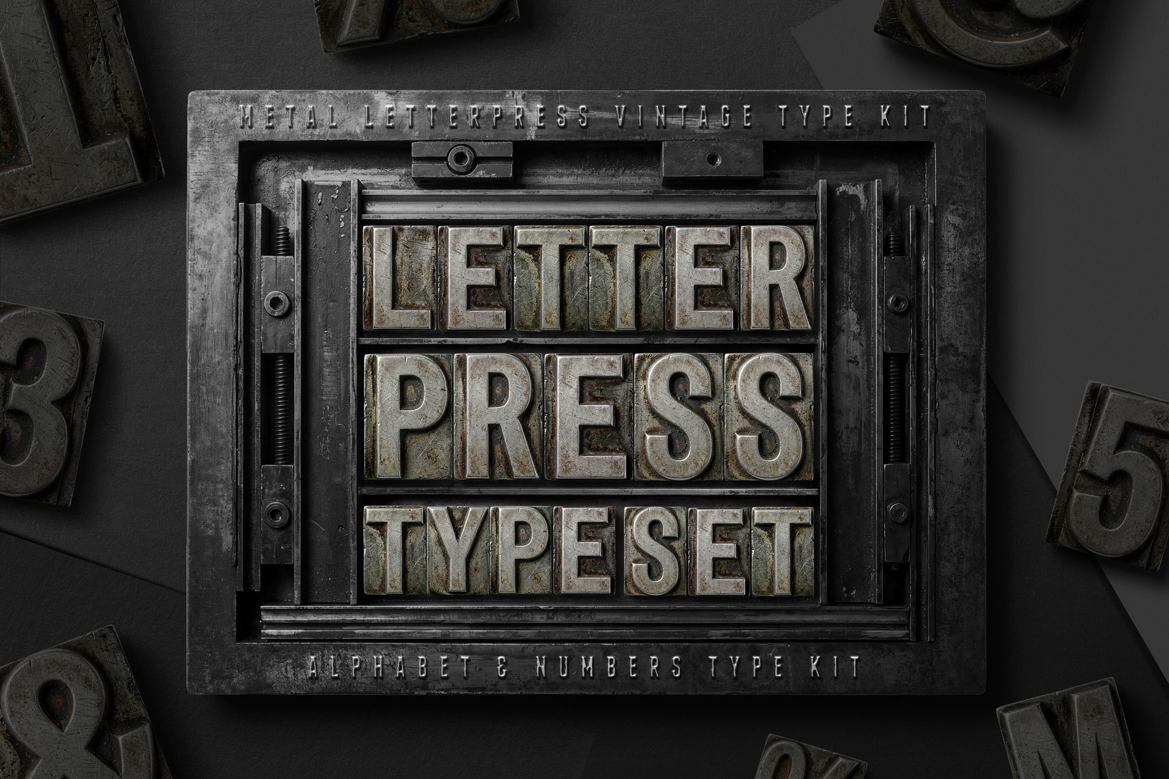 Letterpress Alphabet & Numbers - Vintage Metal Type Set