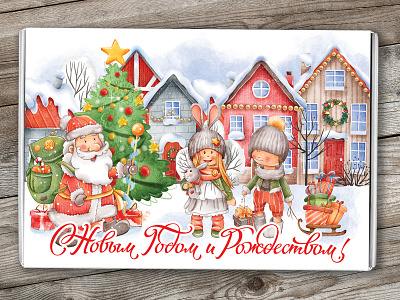 Сhildren's Christmas gif box box children christmas design digitalart digitalpainting illustration package santa