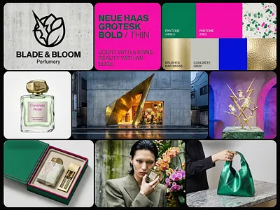 BLADE & BLOOM | Scent with a Spine. Beauty with an Edge. brand identity branding bx design dramatic luxury edgy luxury flagship store graphic design illustration logo luxury branding luxury fragrance modern luxury packaging design perfume branding ritual design sculptural design sensory design spatial branding visual identity