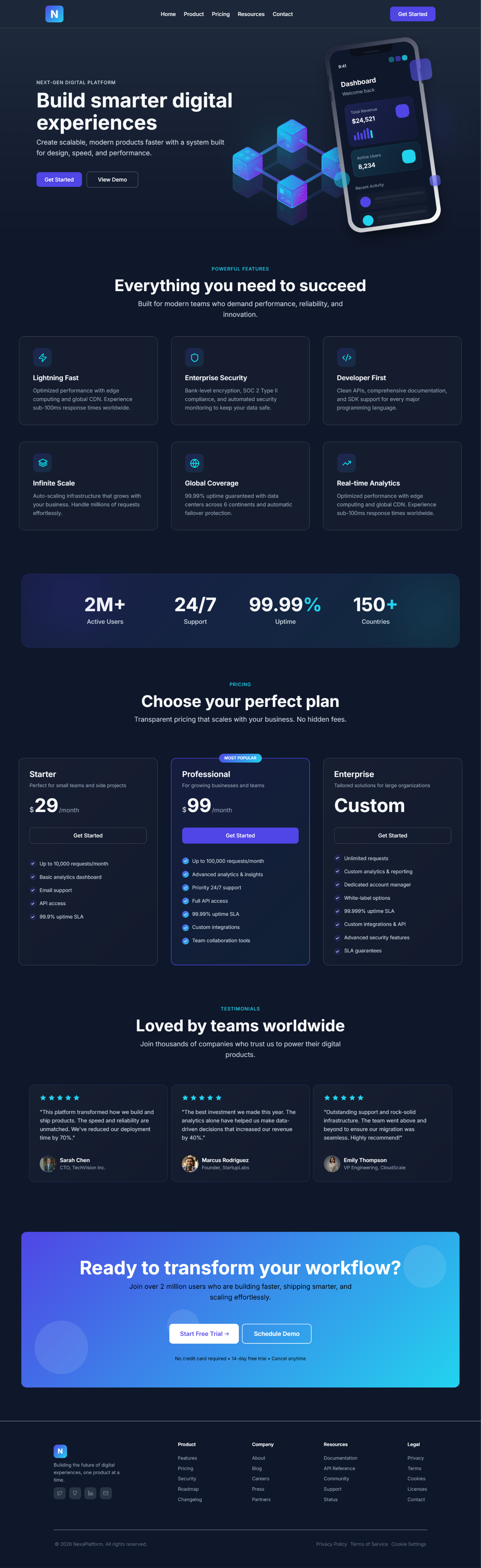 Next-Gen SaaS Landing Page Design animation figma framer landing page saas ui web design website design