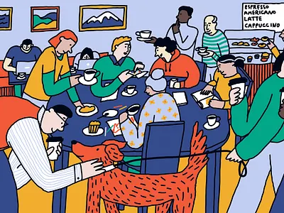 Coffee Shop Moments character illustration digital art graphic design illustration storytelling visual identity