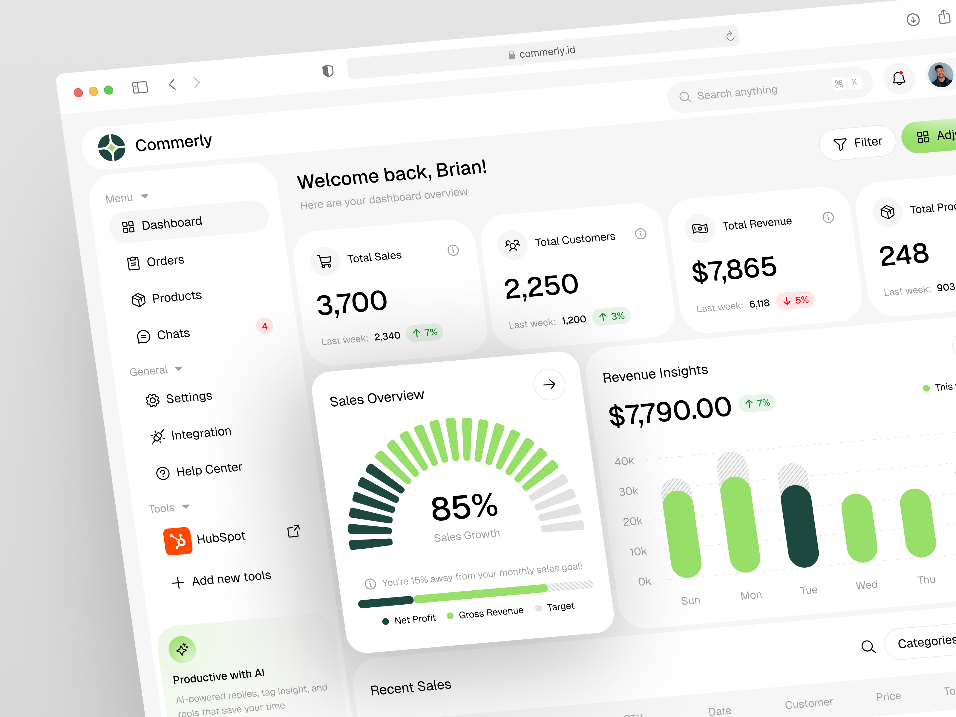 Commerly - E-Commerce Dashboard analyticsdashboard cleanui dashboard datavisualization ecommerce modernui salesdashboard uidesign uxdesign