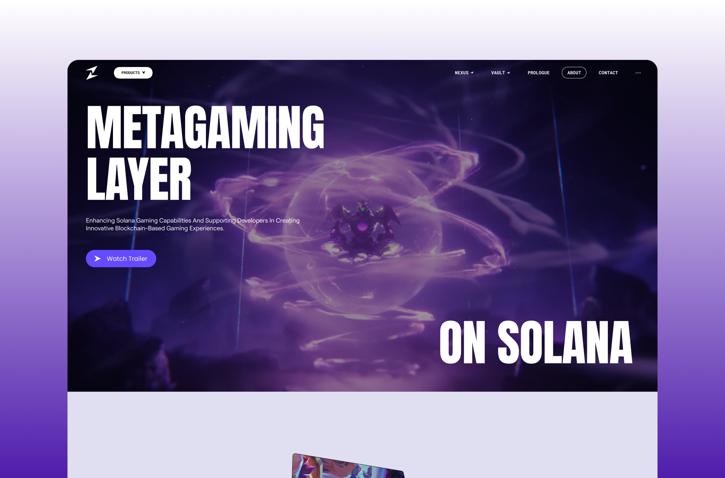 Metagaming Layer on SOLANA blockchain gaming landing pages solana ui ui trending website design