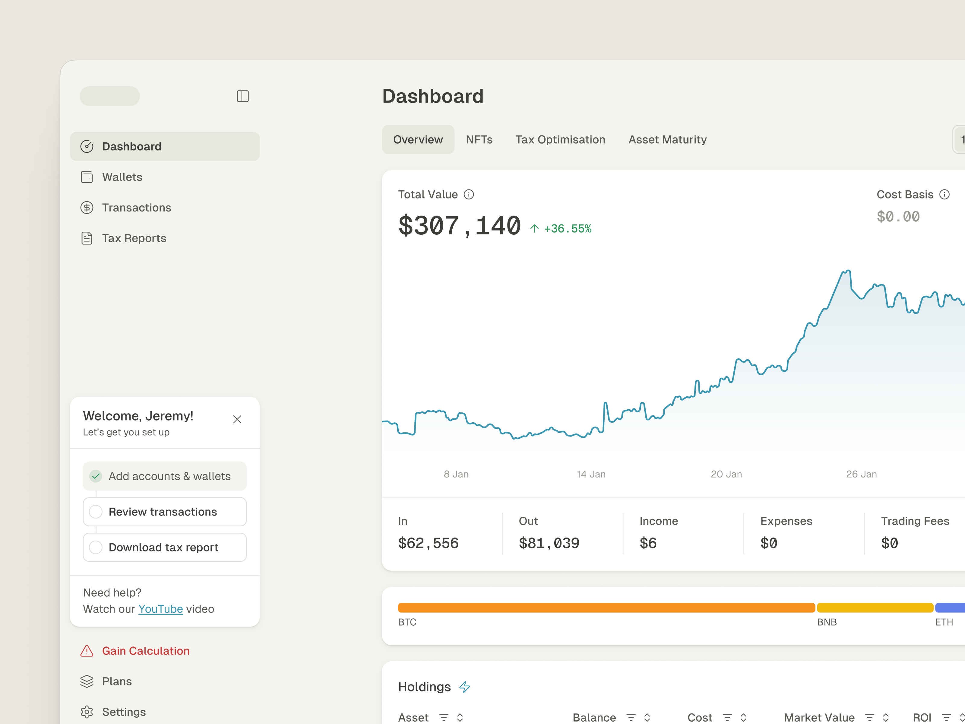 Example of Balance overview