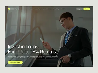 Fintech SaaS Landing Page finance website financial services fintech fintech landing page fintech saas investing platform investment platform landing page landing page design lending platform loan investment loan marketplace p2p lending saas landing page startup landing page startup website web design
