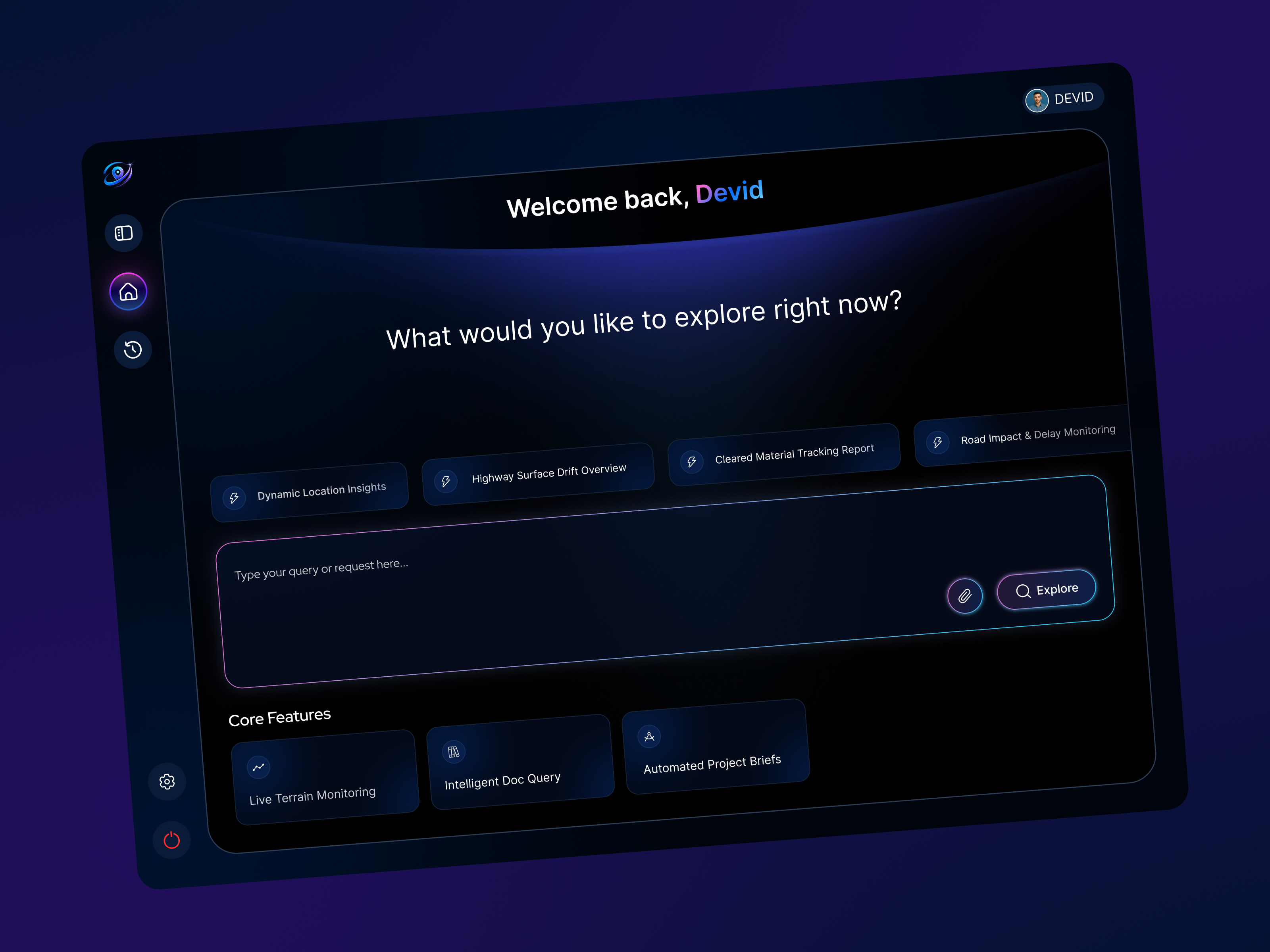 Smart AI Query Dashboard UI Concept