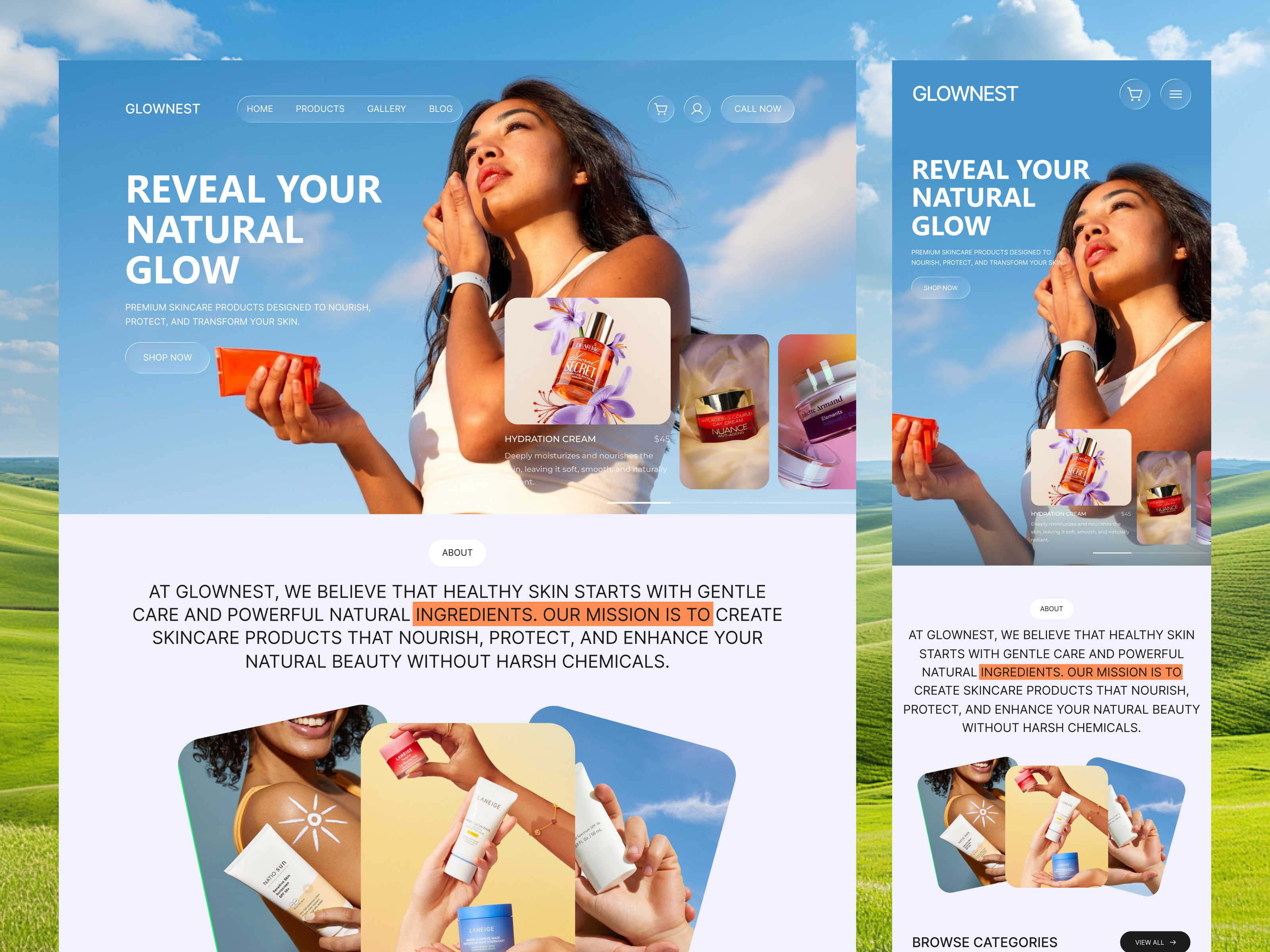 Fashion Beauty Products Website UI/UX beauty beauty product beauty product ui cosmetics website homepage onlineshopping saas websie self care skin care product website skincare landing page website design