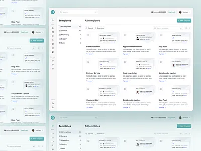 Message Template Library Marketing Automation SaaS UI Dashboard campaign tools card layout clean ui content library content management crm interface email marketing email templates marketing automation marketing saas message templates messaging platform saas dashboard saas design agency sms templates template gallery template library template manager