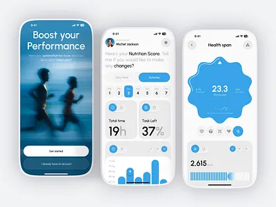 Fitness Data Visualization & Activity Monitor App activity activity tracker interface analytics app design data visualization design fitness fitness analytics fitness dashboard ui health tracker app medical app design minimal design mobile app ui mobile design nutrition app design product design steps tracker tracker ui design ux design wellness app ui