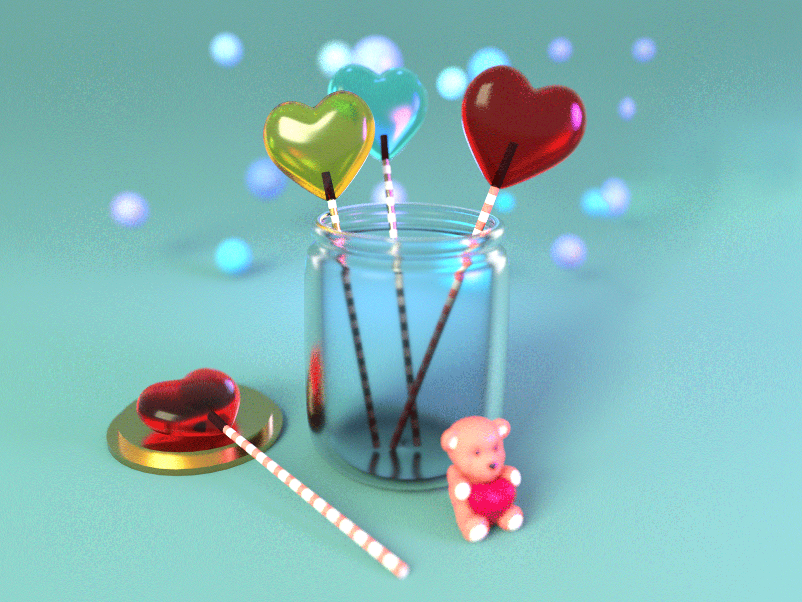 Valentine Lollipops 3d 3d art 3d artist animation c4d cute art design illustration lollipops love motion graphics valentine valentines day